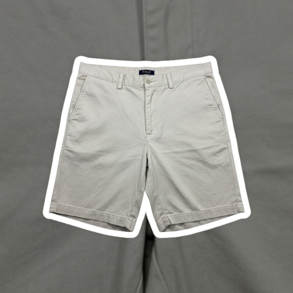Polo Ralph Lauren Classic Chino Shorts 33 Khaki Sand Cotton Flat Front Casual